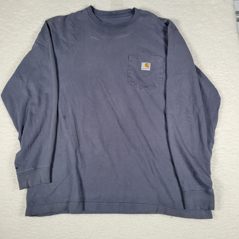 Carhartt Long Sleeve T-Shirt Mens Size L Dark Gray K126 Workwear Pocket Tee